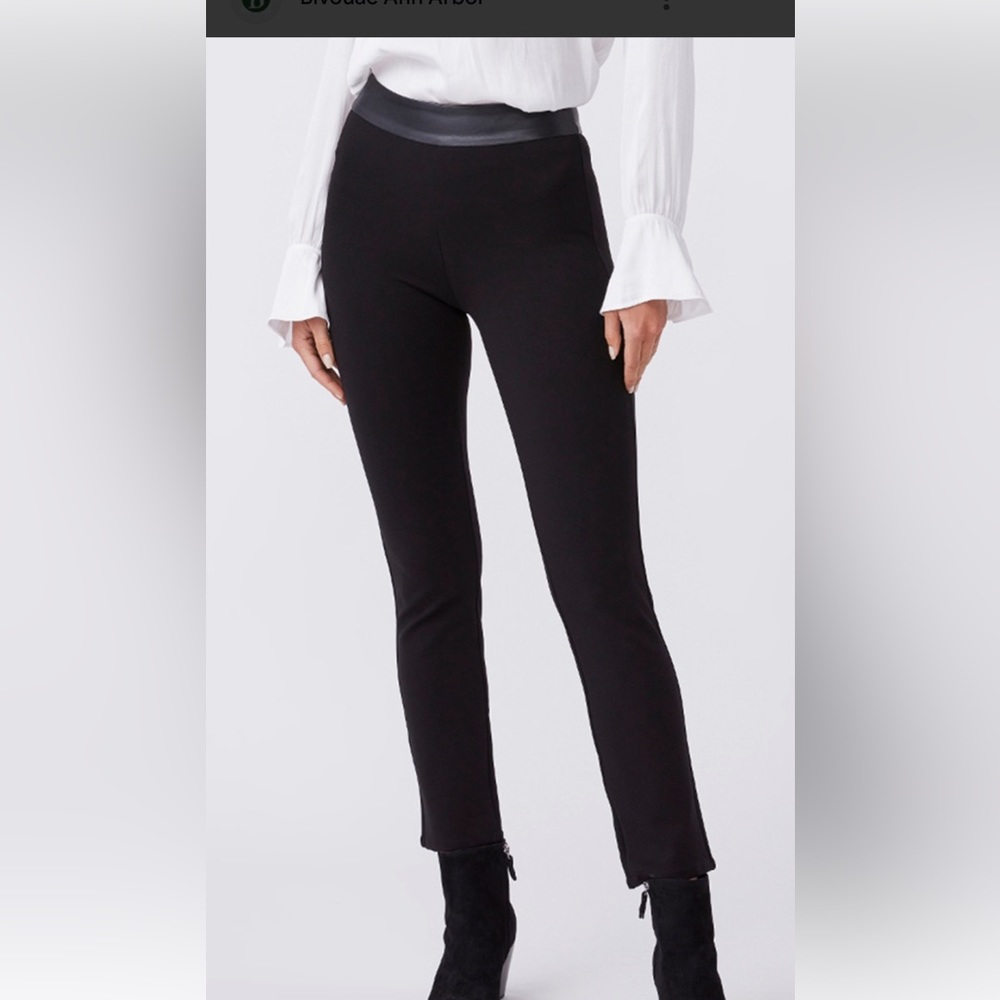 New PAIGE Camilla Ponte Pants with Faux-Vegan Leather Waist